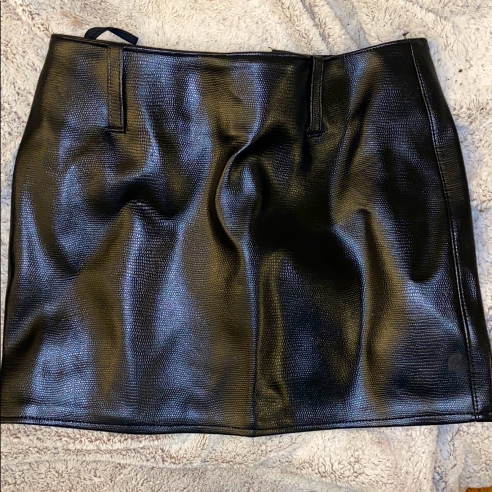 Leather Look Black Mini Skirt